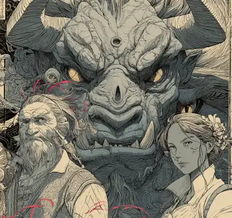 奇幻题材漫画封面风格的灰度视觉